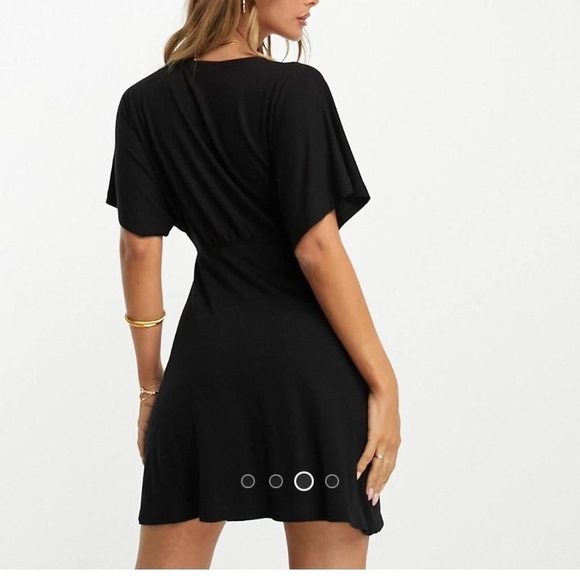 ASOS Flutter Sleeve Black Button-Down Dress 10 - Picture 2 of 7